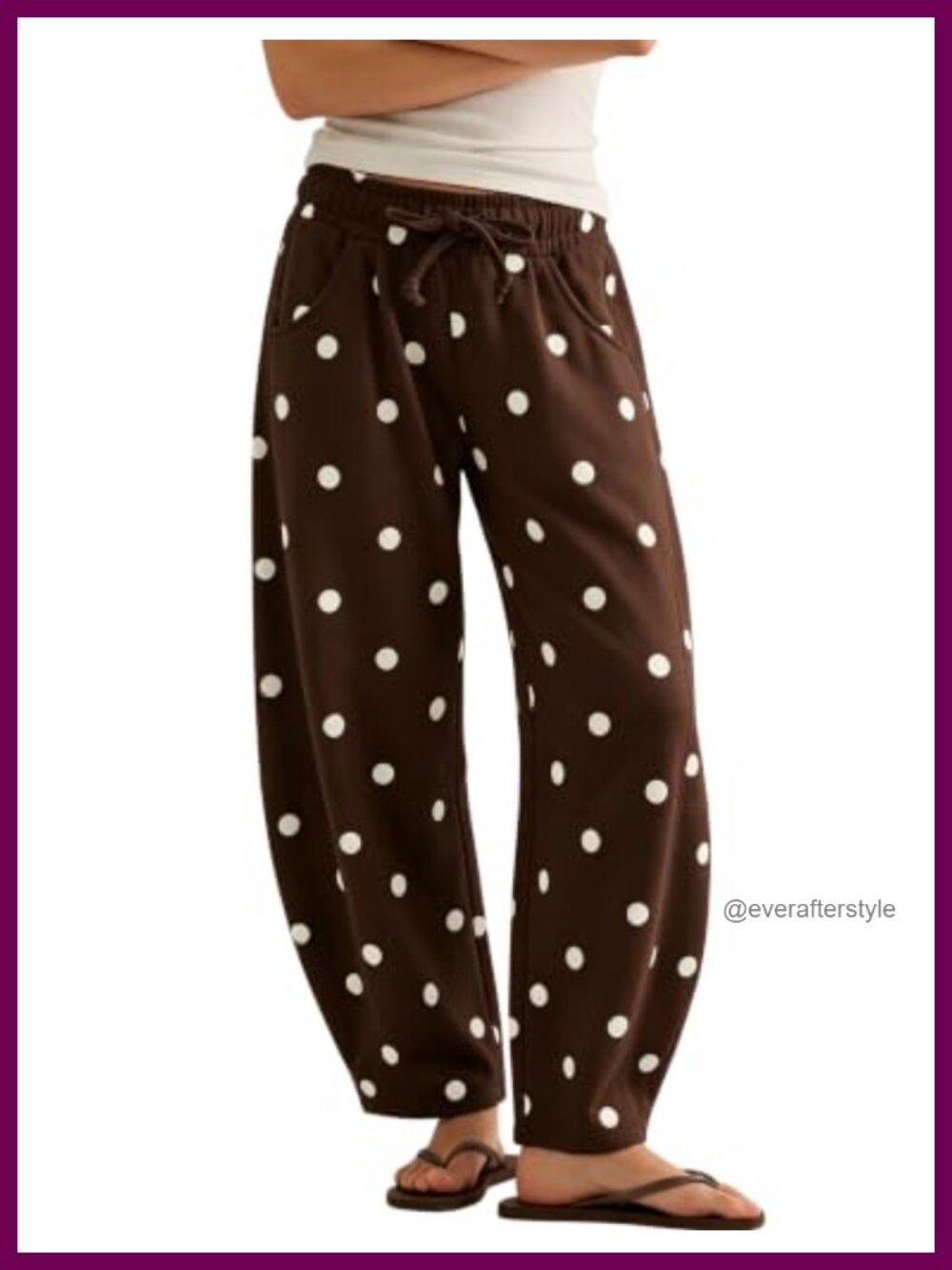 Womens Polka Dot Sweatpants Drawstring Wide Leg Barrel Pants